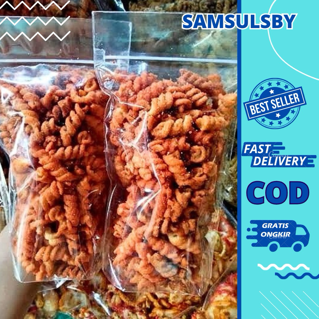 

Makaroni spiral cemilan renyah kemasan (250g, 500g, 1000g)