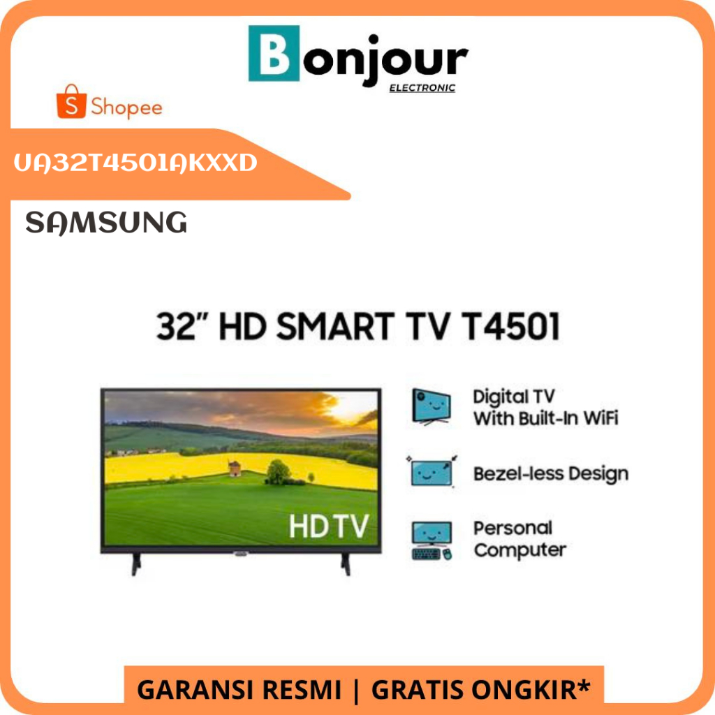 Smart TV Samsung 32 Inch UA32T4501AKXXD New Bezelles Samsung 32T4501