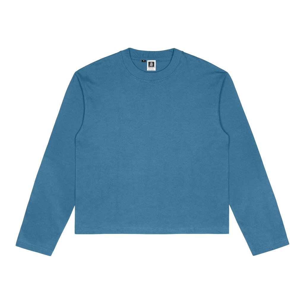 HLPD WeirdWorld Baju Kaos Lengan Panjang T shirt Long Sleeve Boxy Tee - Polos Denim Blue