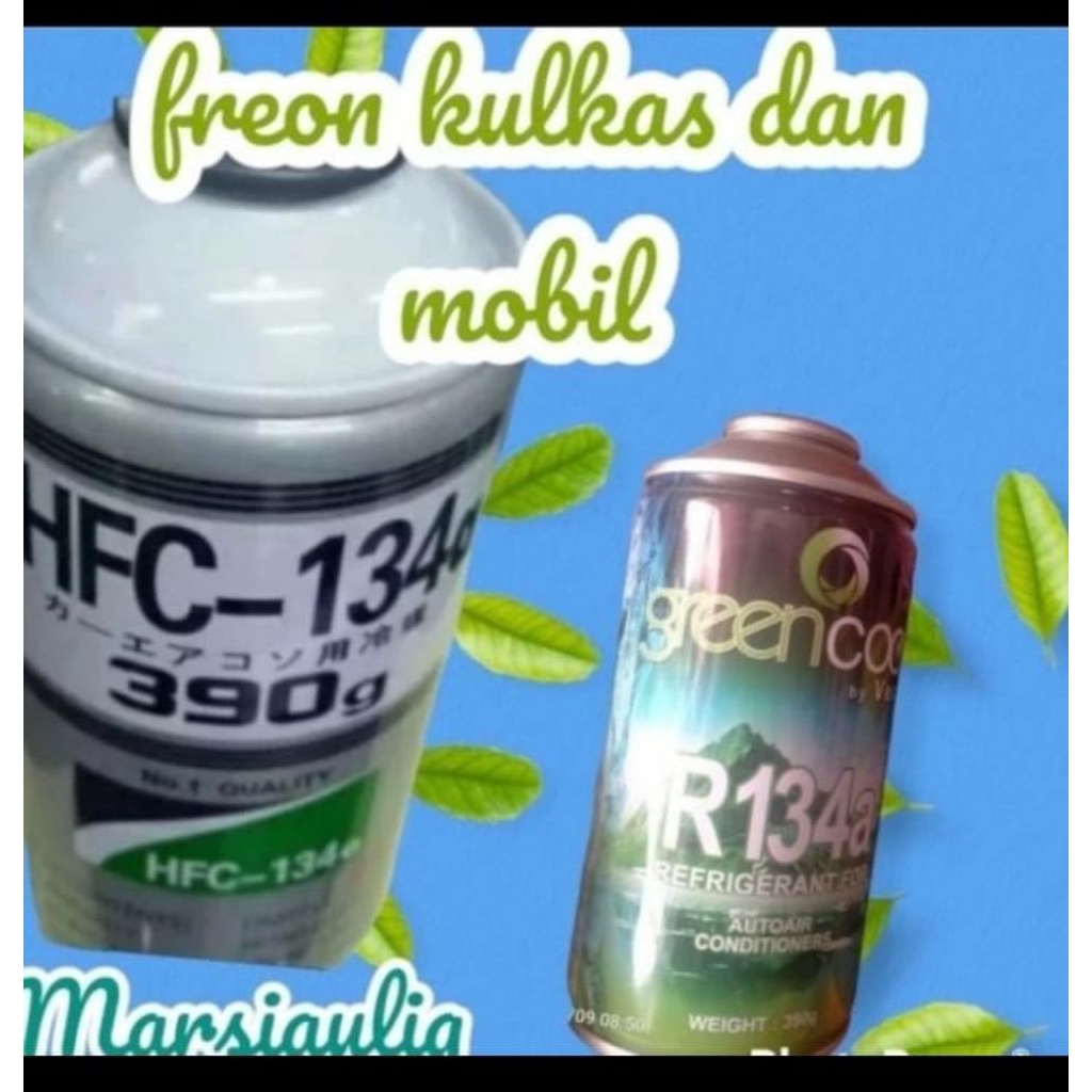 Freon Mobil Freon R134a r134 HFC klea atau greencool Kaleng HFC-134a 390 Gram r134