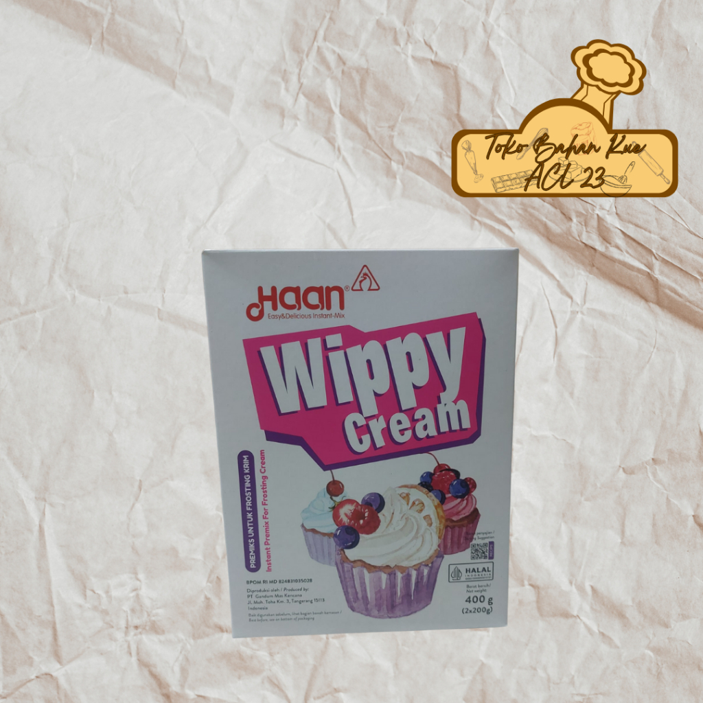 

Wippy Cream Haan/Whip Creme Bubuk Haan/Premiks untuk Frosting Krim Haan 400gr