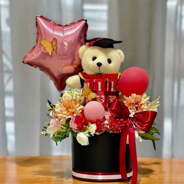 (READY 2-5 jam) Bloom Box Bunga  Buket Wisuda | Large Size box Balon Buket wisuda Buket valentine Ka