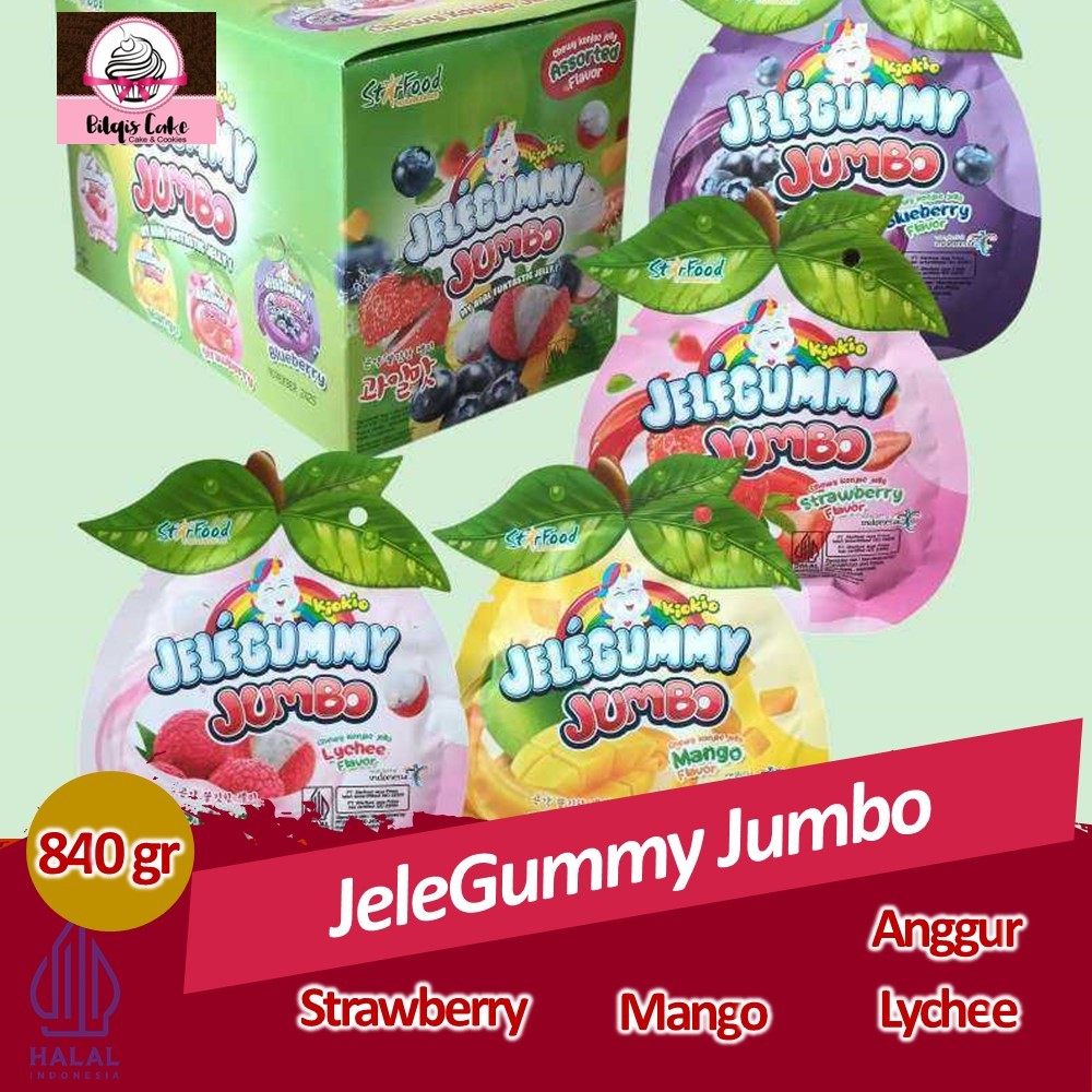 

JeleGummy Jumbo 840 Gram Jelly Rasa Mango Blueberry Lychee and Strawberry Jeli