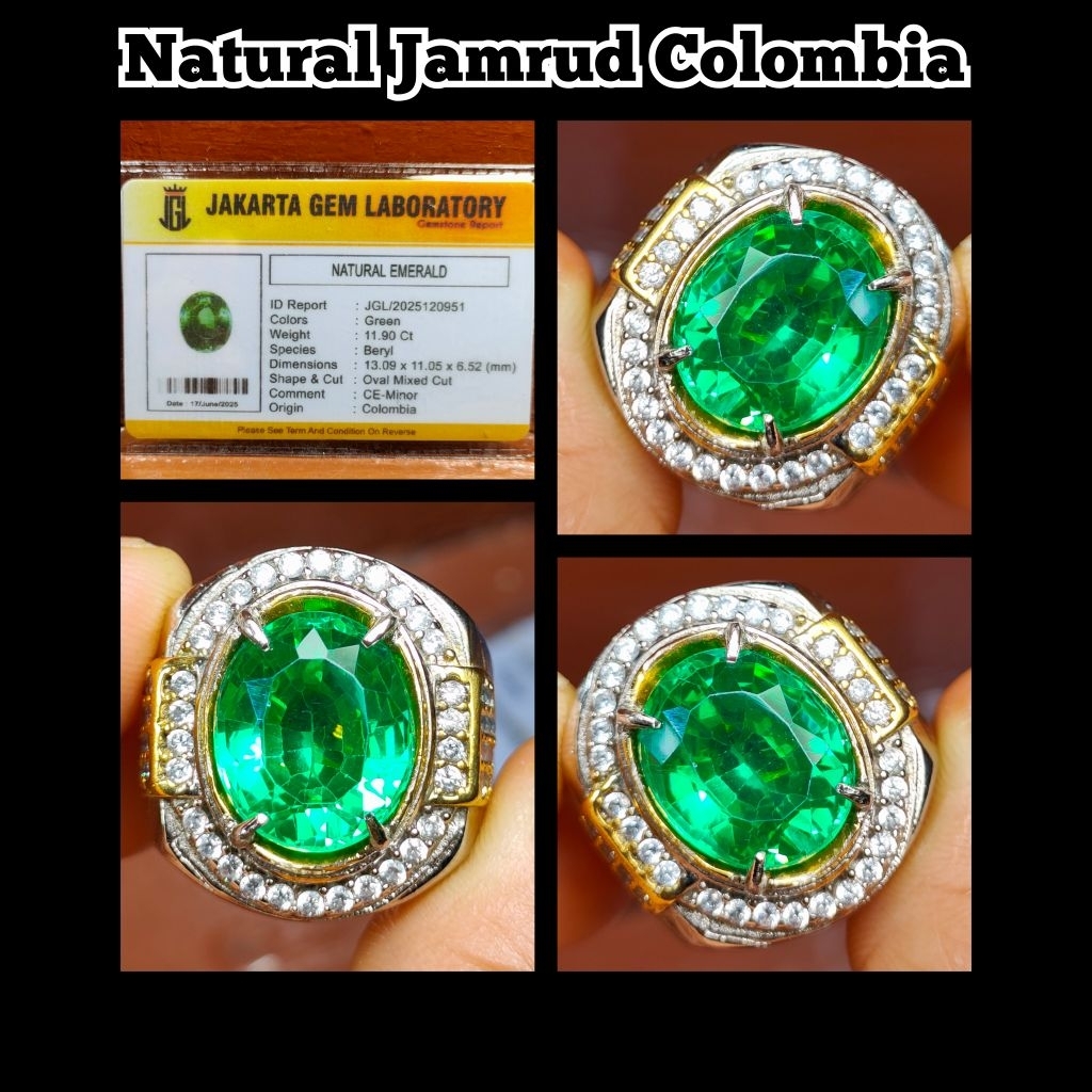 CINCIN BATU PERMATA JAMRUD COLOMBIA KRISTAL
