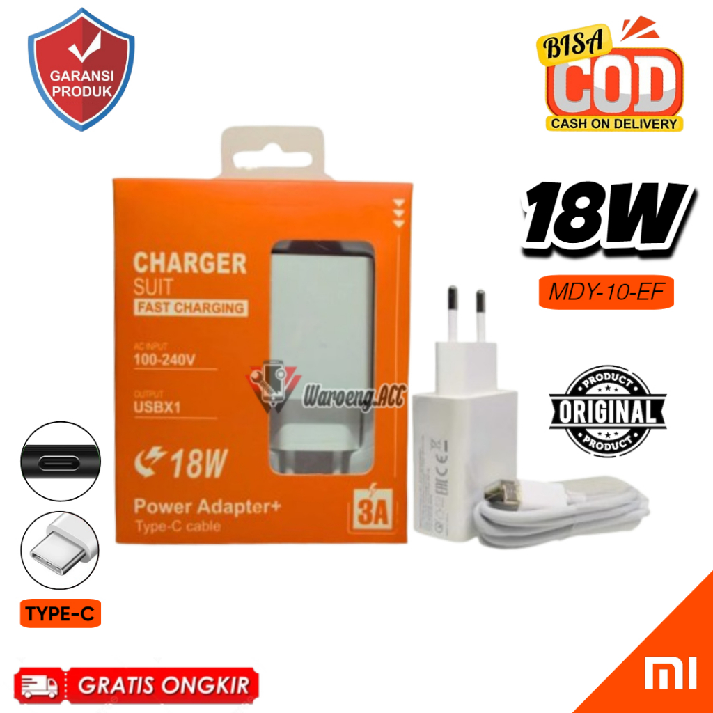 Charger Xiaomi Type C Original Fast Charging 18W Casan Cas Hp Redmi 8A 9 9T 10c 13C Tipe C Ori