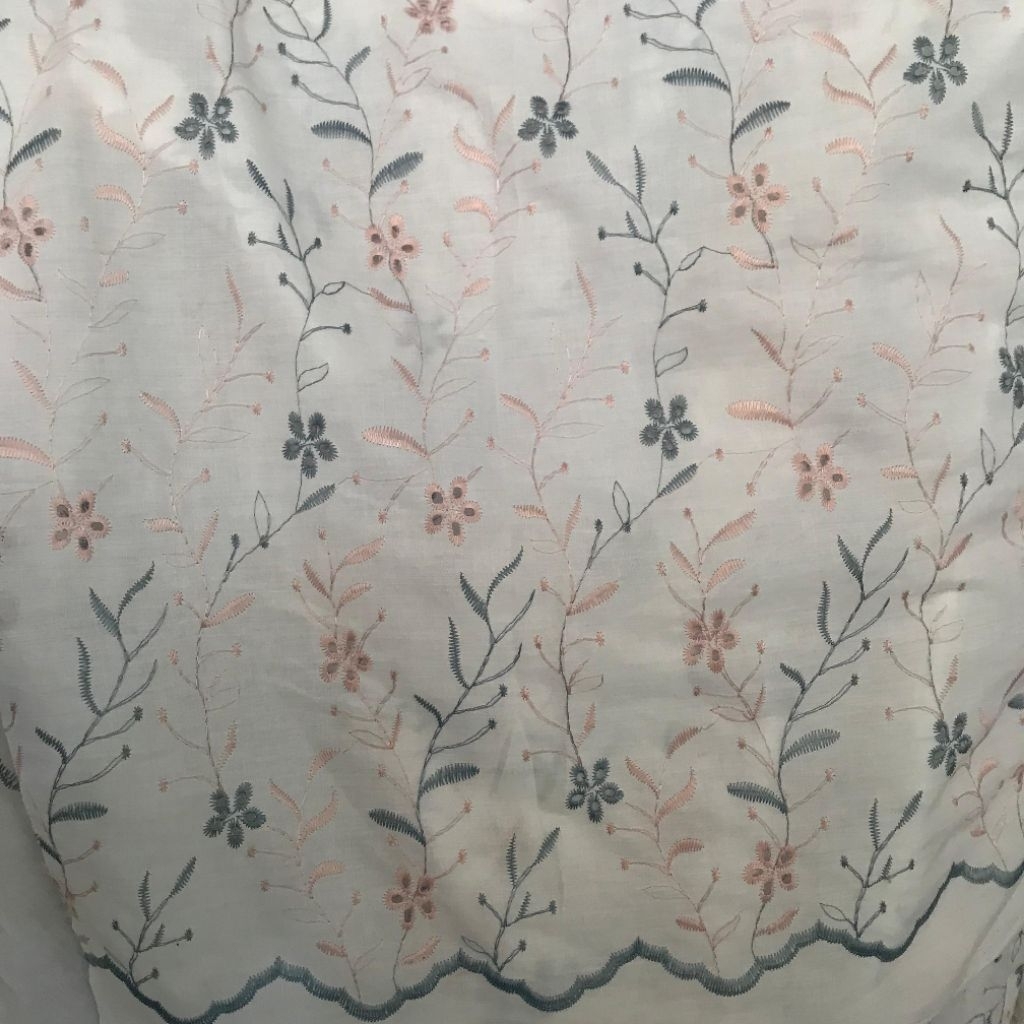 kain katun bordir timbul / bahan katun bordir / katun bordir mewah / kain meteran katun bordir (harg