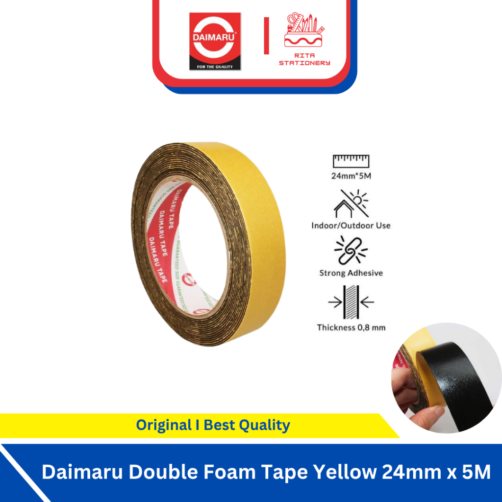 

Daimaru Double Foam Tape Yellow 24mm x 5M - Kuning
