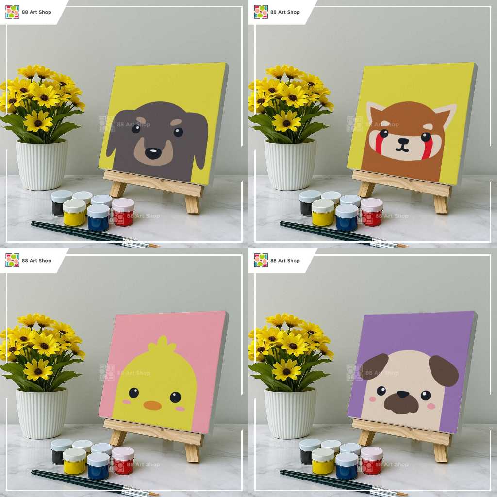 

88 Art - 20x20 DIY Paint By Numbers Anak Paket Melukis Anak Painting Kit Paint By Numbers Animals DIY Painting By Numbers Hewan AN 6