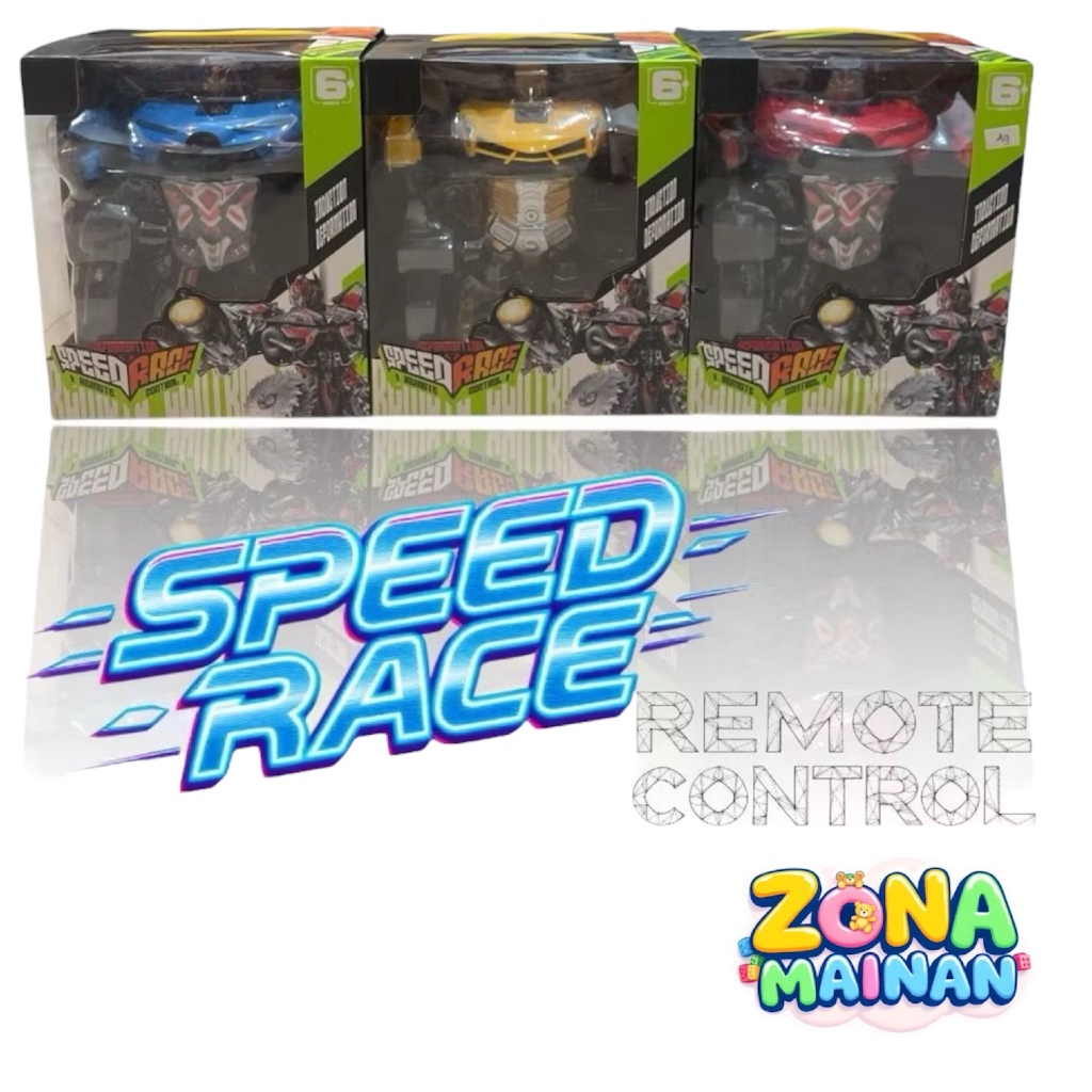 mainan remote mobil robot RC autobots transform soeed race
