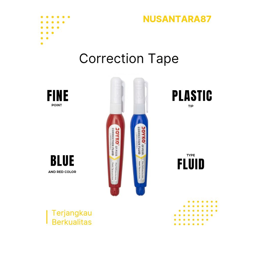 

Joyko Correction Pen Fluid Tipe X, Cairan Koreksi Penghapus Cair CF-P235