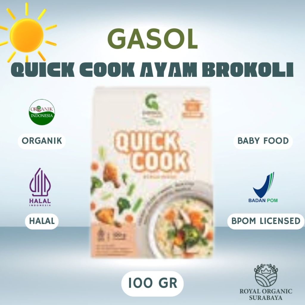 

Gasol Organic Quick Cook Bubur Beras Ayam + Brokoli 100gr