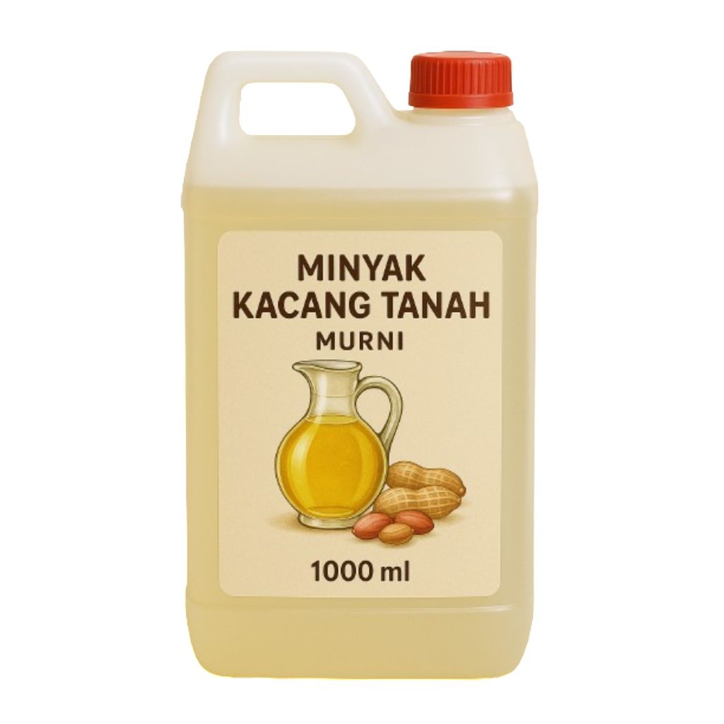 

minyak kacang tanah murni 1000 ml / peanut oil 1000 ml, kemasan jerigen anti tumpah