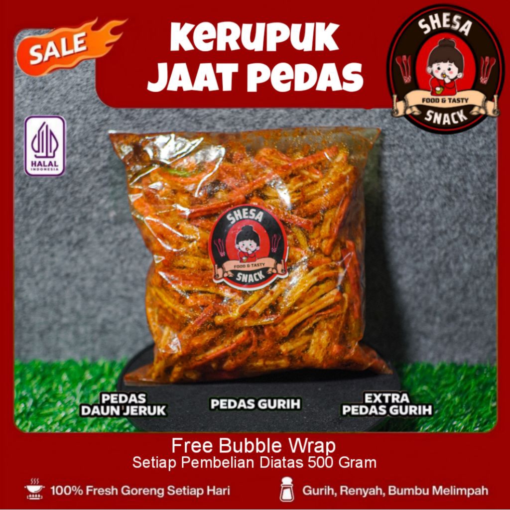 

500gr kerupuk beton jaat pedas gurih original gurih dan extra pedas gurih