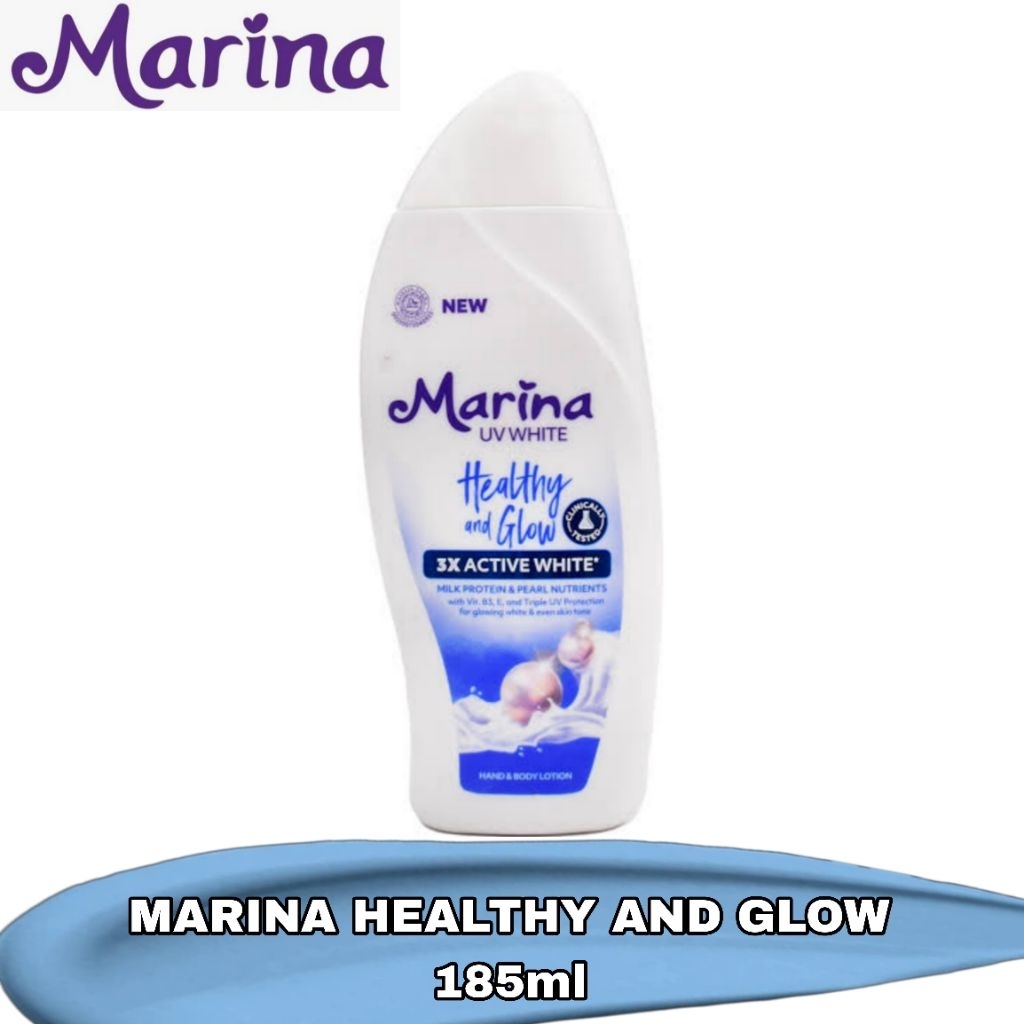 MARINA BIRU | MARINA UV WHITE HEALTHY AND GLOW | LOTION PEMUTIH | LOTION MARINA