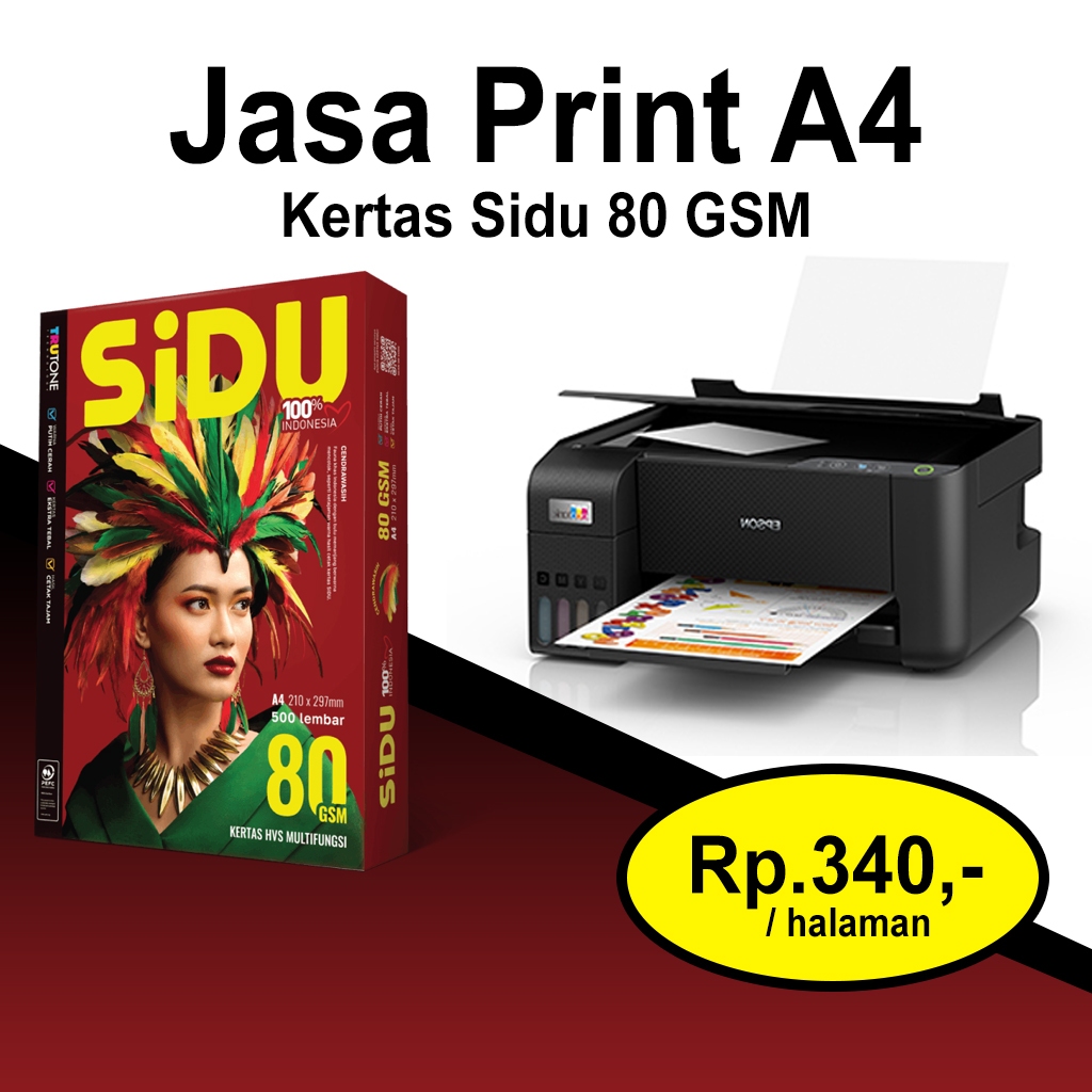 

PRINT / CETAK HVS A4 80 GSM - KERTAS HVS 80 GSM SIDU - JASA PRINT
