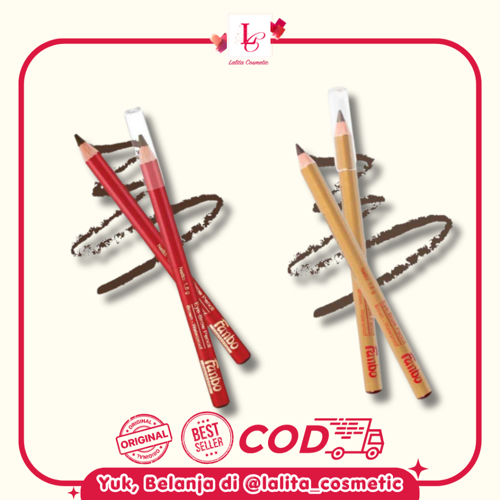 FANBO Pensil Alis Gold Fantastic Eye Brow Pencil Eyebrow - Red | Brown