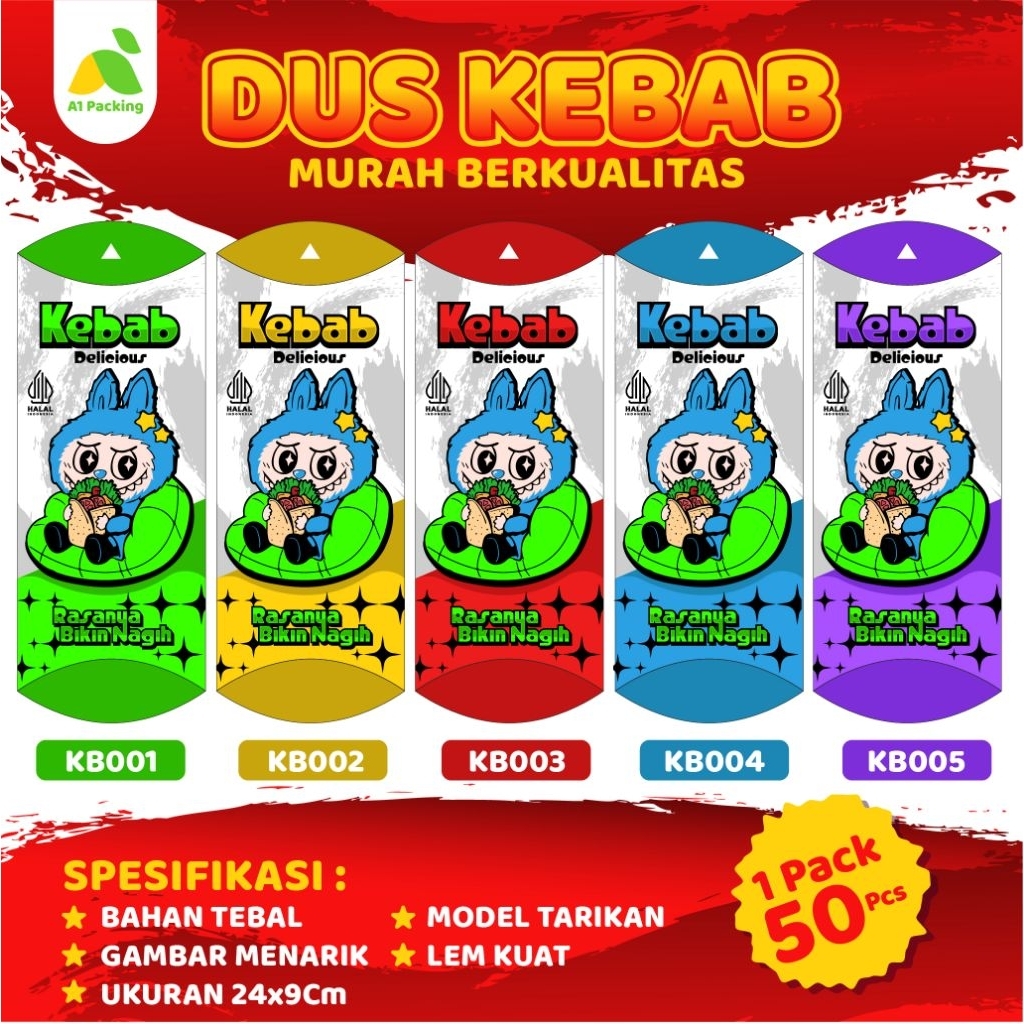 

Dus Kemasan Kebab | Kemasan Menarik | Bahan ivory tebal | Isi 50pcs / Pack