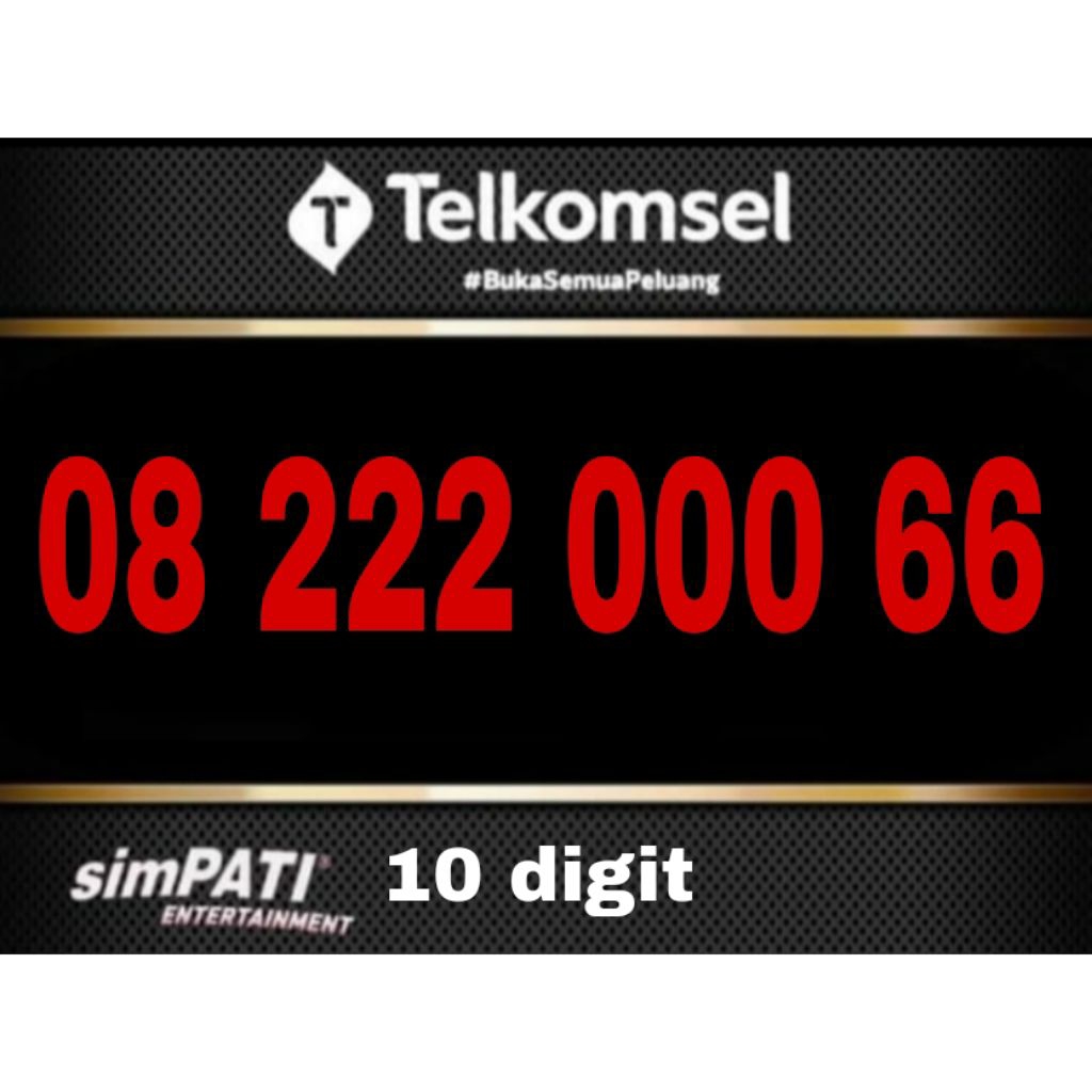 nomor cantik telkomsel simpati 10 digit 8 222 000 66