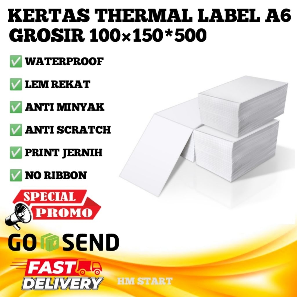 

label kertas thermal 100×150,1 pack isi 500 pcs