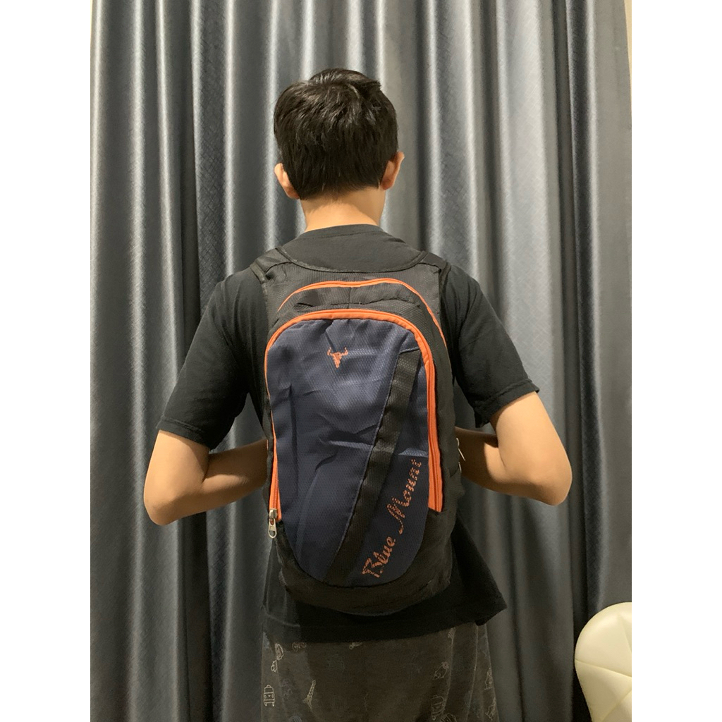 ransel sepeda buffalo blue mount ala bike backpack nilon biru donker hitam preloved