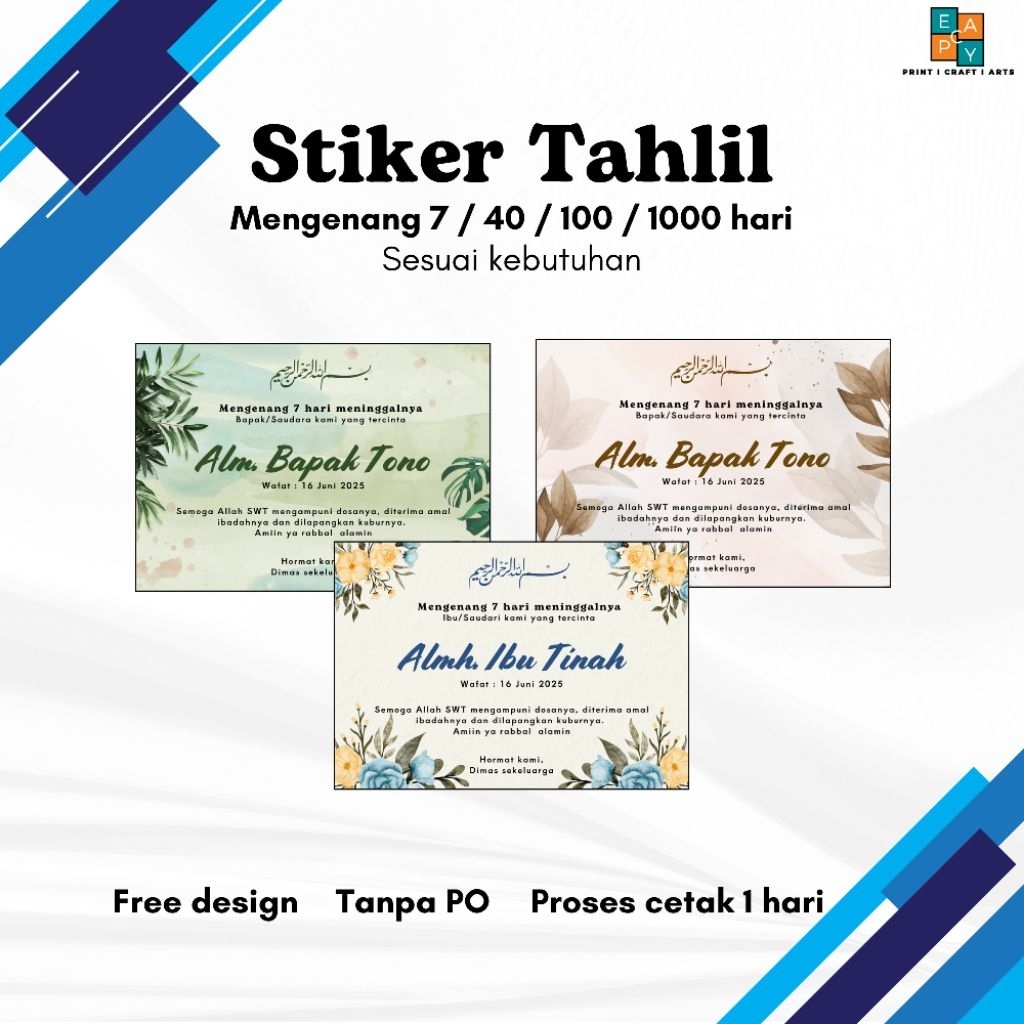 

Stiker Tahlil untuk kotak nasi atau bingkisan dll 1 PAKET 30 PCS