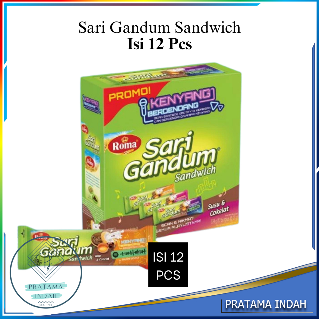 

Roma Sari Gandum Sandwich Coklat 27 gram (1 pack isi 12 pcs)