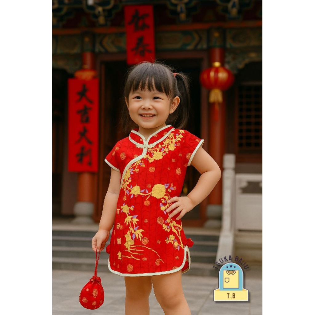 BAJU CINA Dress Terusan Anak Perempuan CHEONGSAM IMLEK