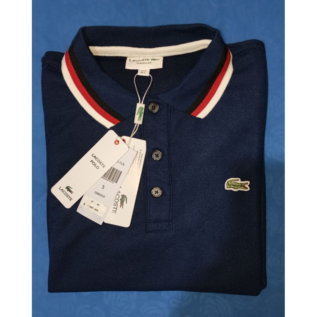 kaos kerah lacoste original navy