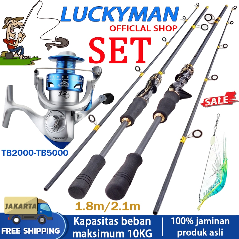 【Hot Sale】Set joran pancing serat karbon/set gulungan pancing/1 set pancing/Spin Casting