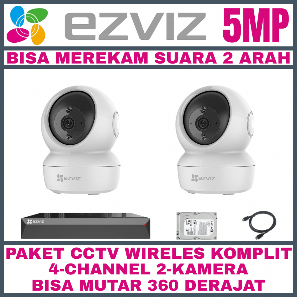 Paket CCTV EZVIZ 5MP 4 Channel 2 Kamera Wireless