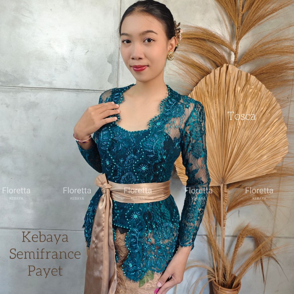 (HANYA KEBAYA) Baju Kebaya Jadi Semifrance Metalic PAYET Marina Kebaya Bali Modern Wisuda