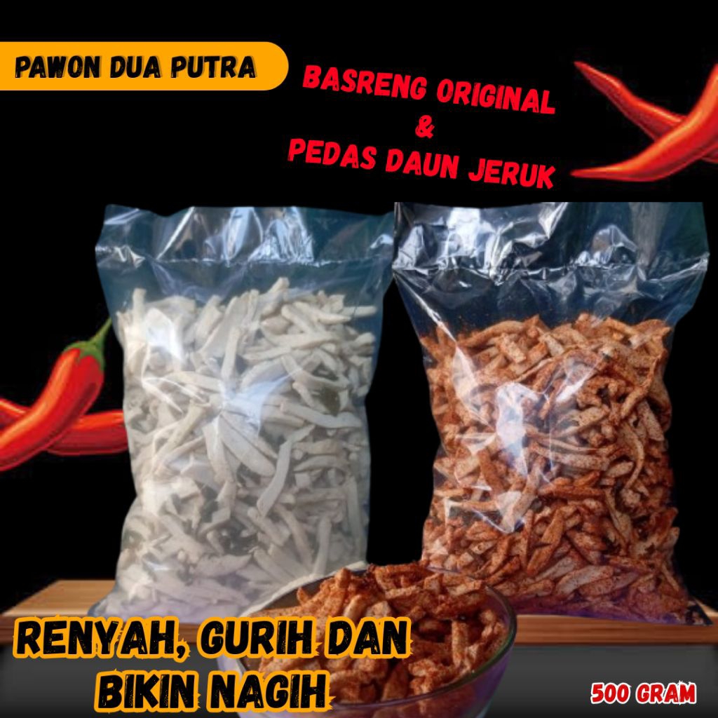 

Basreng Pedas Daun Jeruk - Cemilan Baso Goreng Pedas Daun Jeruk 1/2 Kg