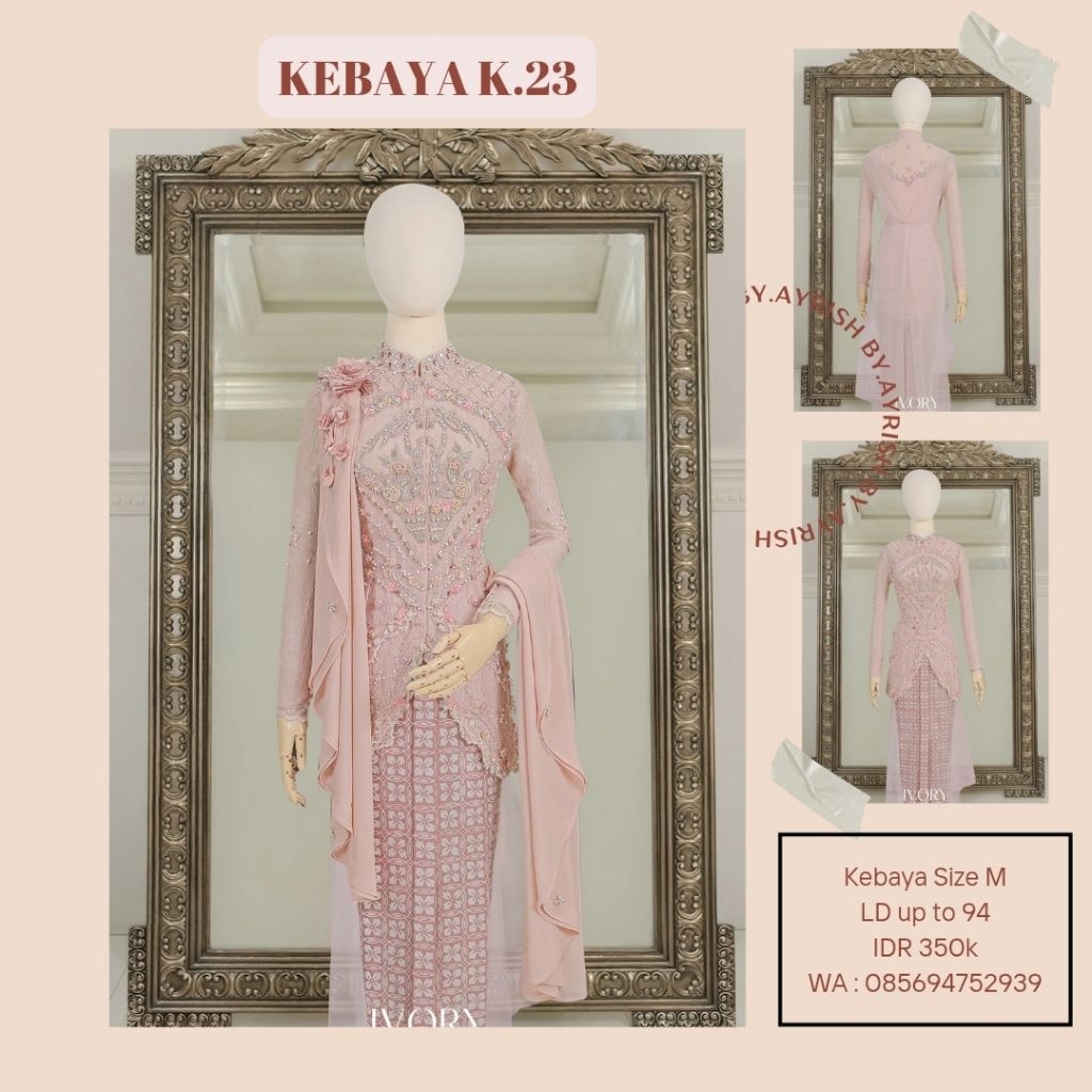 ivory studio rtw pink kebaya untuk sewa / rent
