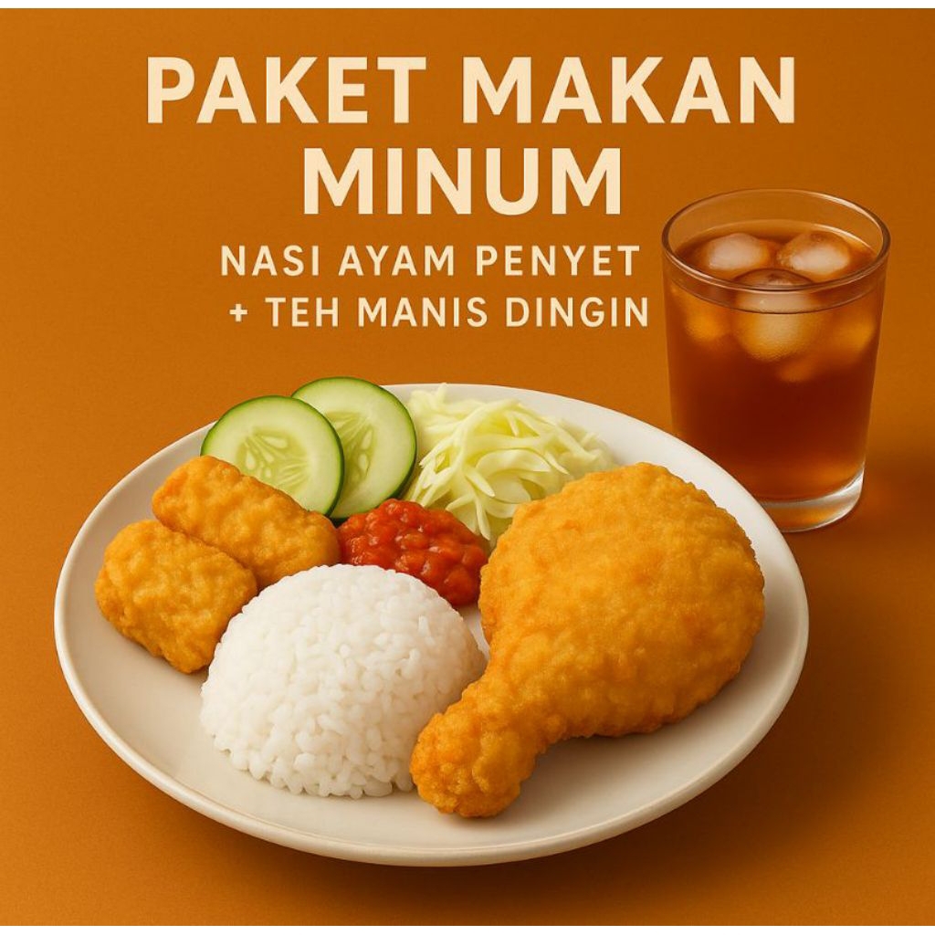 

Nasi Ayam Penyet + Teh Manis Dingin