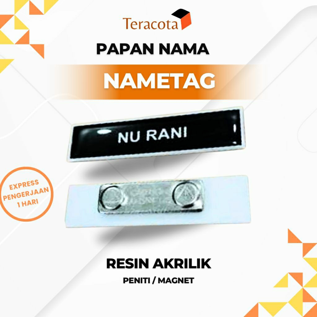 

Nametag Papan Nama Resin Magnet Peniti Custom Satuan