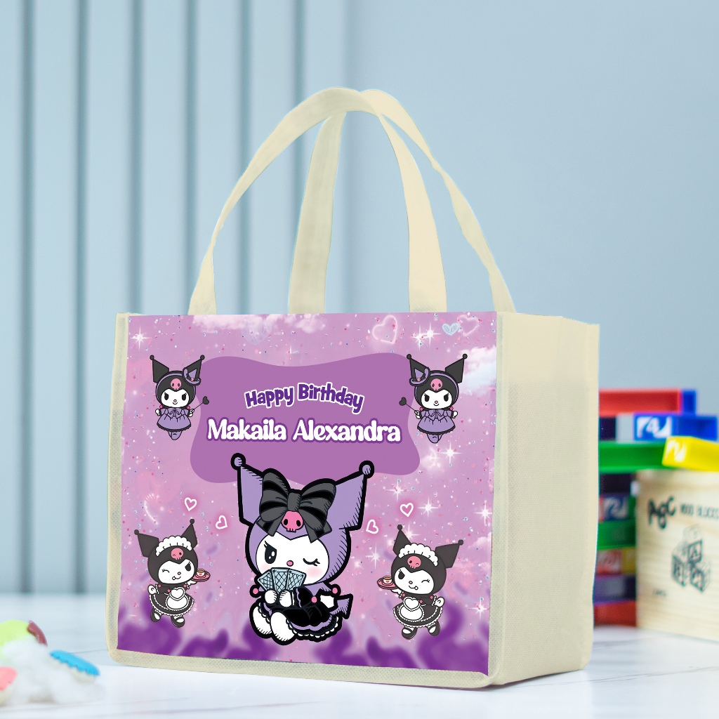 

Tas Kuromi Custom bisa tambah nama, Tas souvenir Ulang tahun