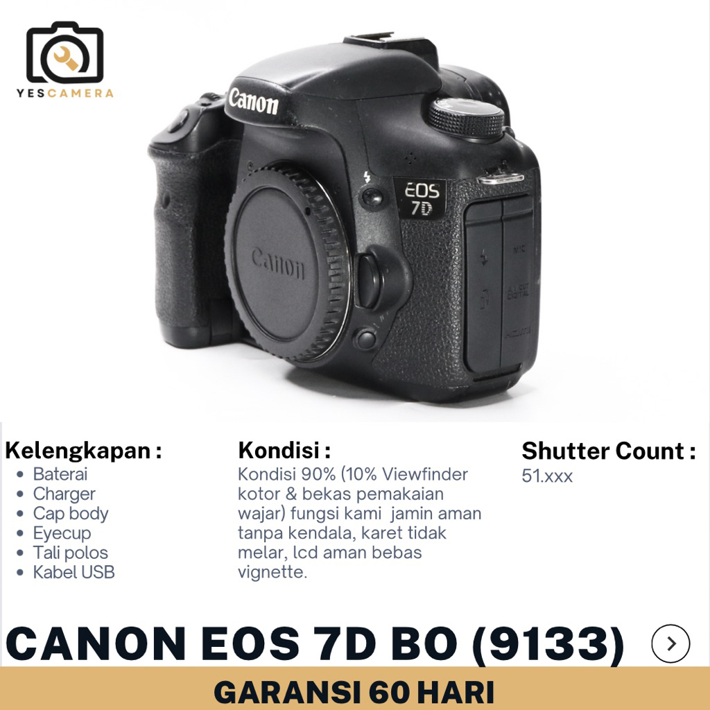 Canon 7D Body Only (Bekas) - 18MP, Full HD, - Fullset Box(9133)