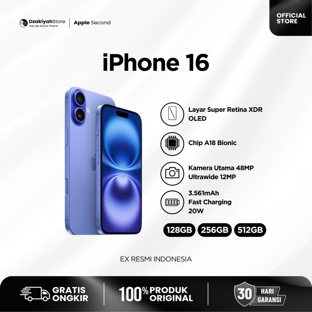 [Dzakiyah Store] IPHONE 16 SECOND ORIGINAL ALL OPERATOR *TERDAFTAR EX-RESMI*