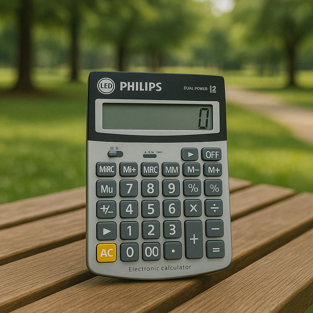 

PHILIPS 12-Digit Dual Power Desktop Calculator – Large Display, Business & Office Use