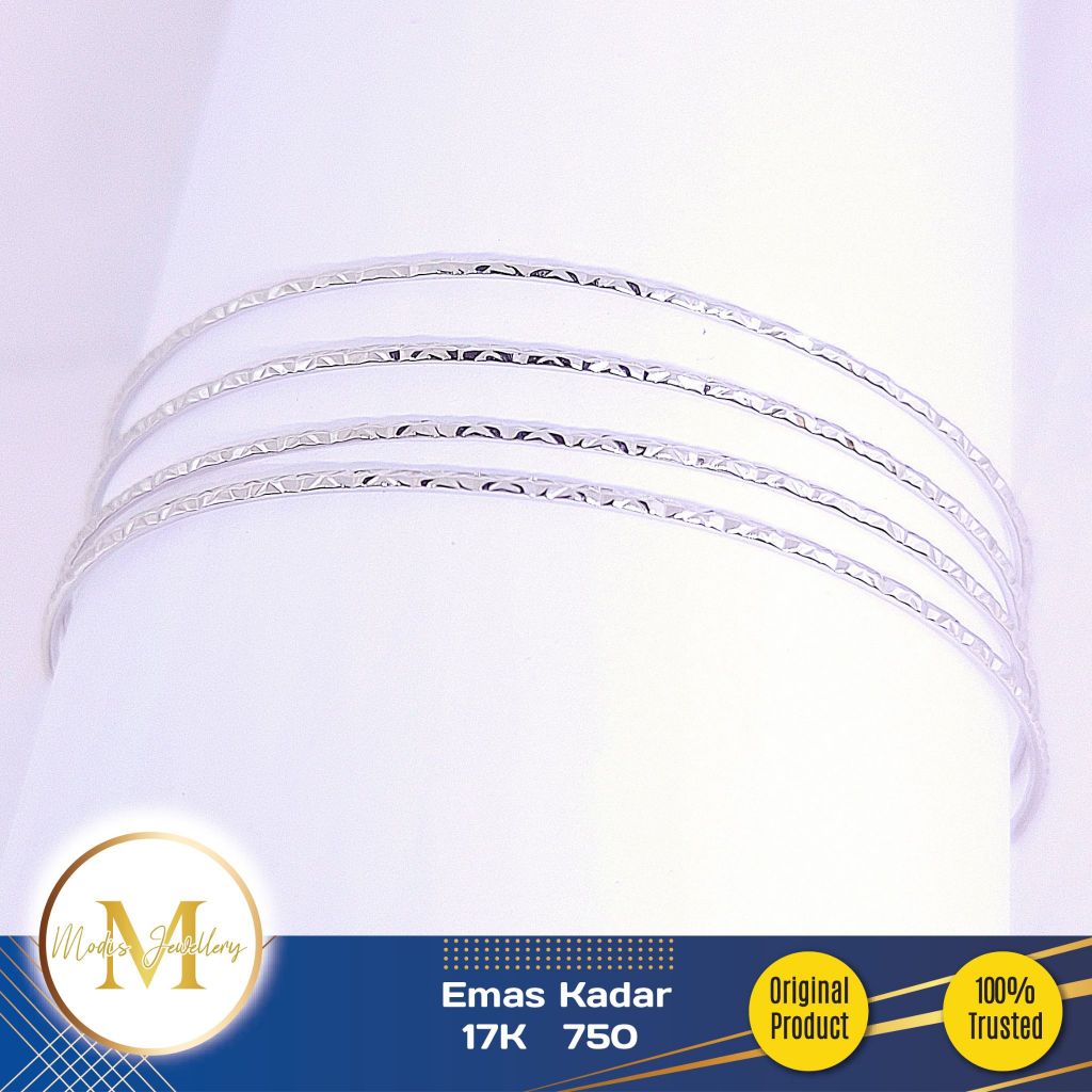 MODIS JEWELLERY - Gelang Keroncong Ukir Putih - Emas 17k  750