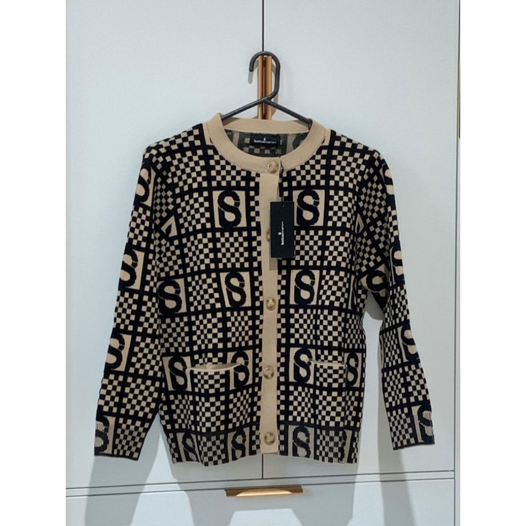 Ivy Plaid Cardigan - Black (L/XL) Original NEW 100% Buttonscarves (bundling Kezia dress benang jarum