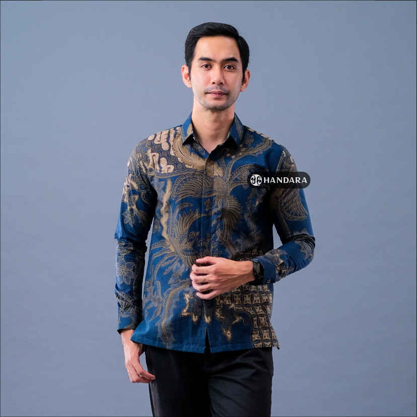 Batik Handara - Chandrakanta Navy Kemeja Pria Furing Erro