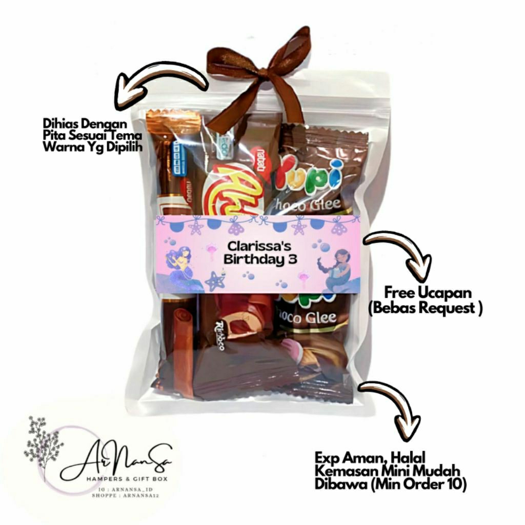 

[ HARGA PER 10 PCS READY ] VARIAN COKLAT Mini Snack | Gift Snack | Hampers Snack | Snack ulang tahun | Freebies lucu | Snack termurah