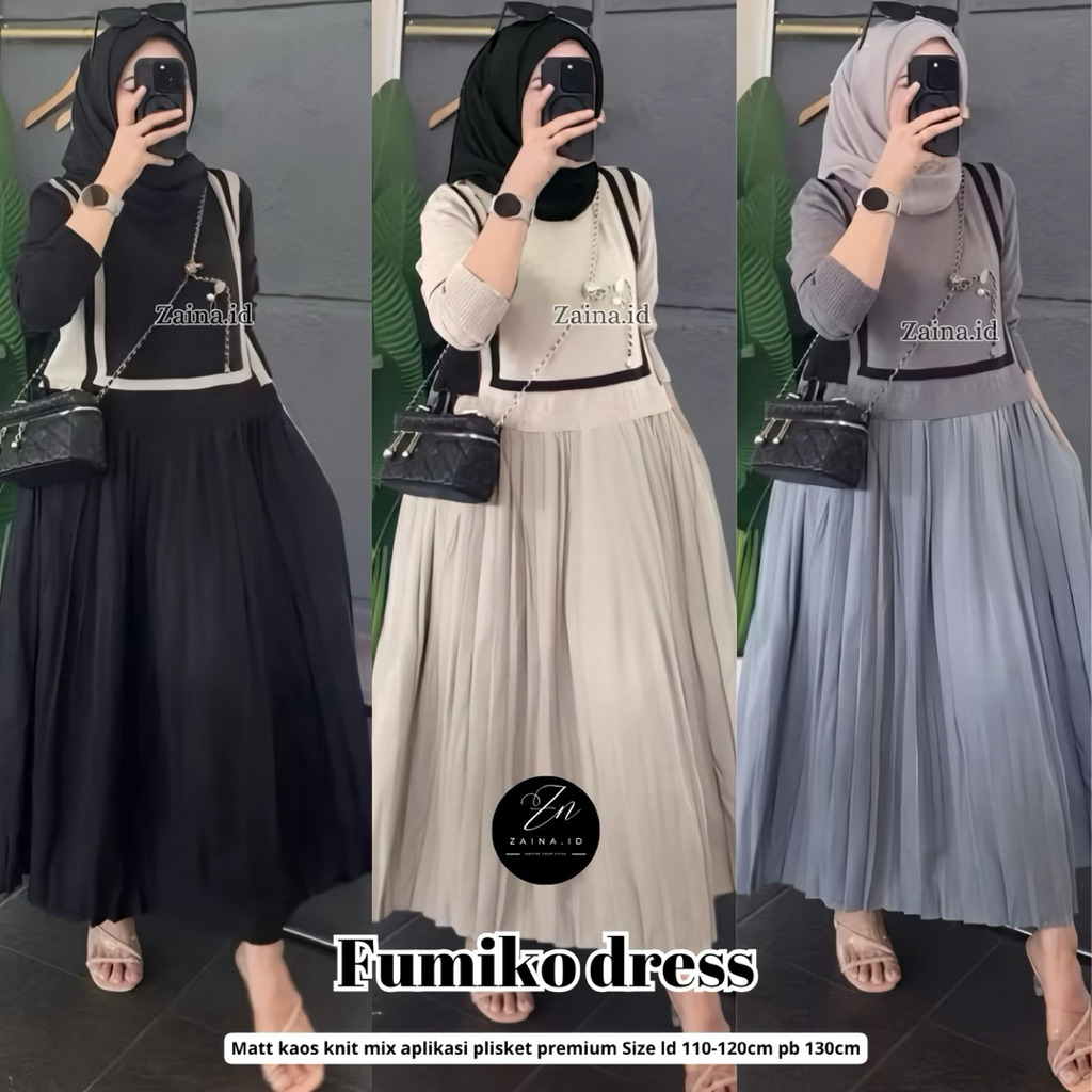dress gamis jumbo wanita terbaru fumiko maxy kaos premium tebal melar adem