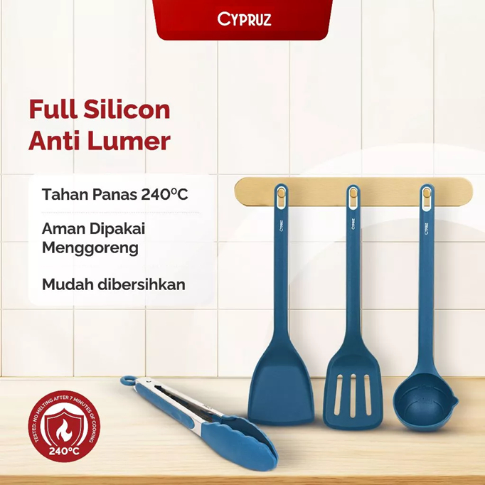 Cypruz Utensil Full Silicone Tahan Panas Anti Lumer Utensil Premium Silikon