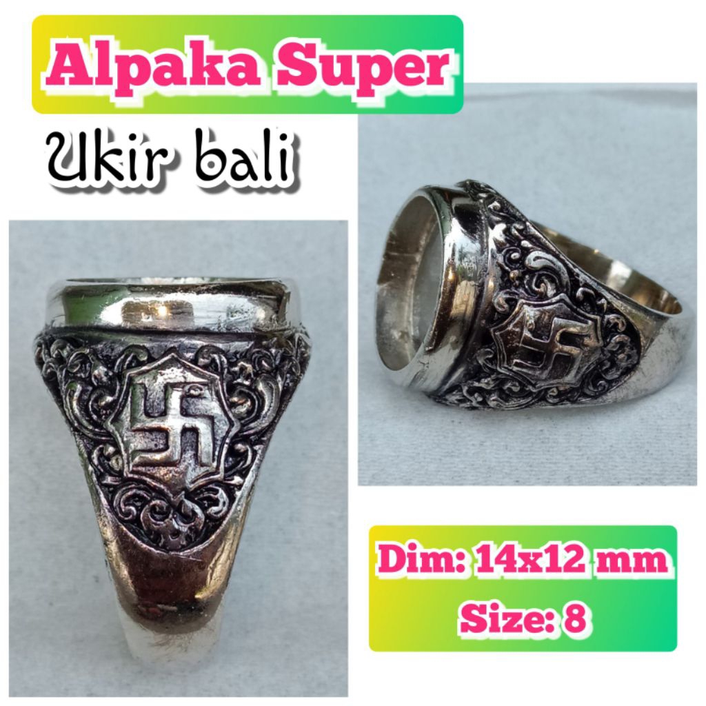 cincin emban batu akik batu permata alpaka super ukir Bali.13