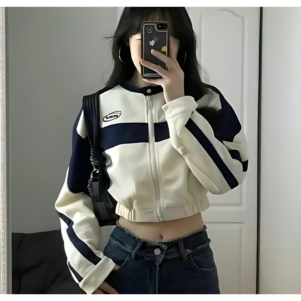 WANITA ANSWER CROP Jaket Wanita Crop Zip dengan Resleting Depan Model Kasual CROP ZIPPER