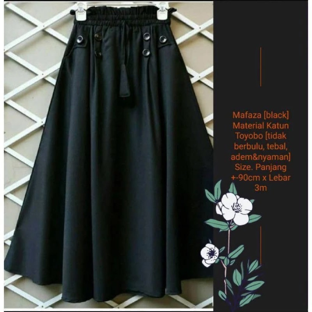 Rok katun toyobo all size, Rok payung katun polos, Rok muslimah kekinian