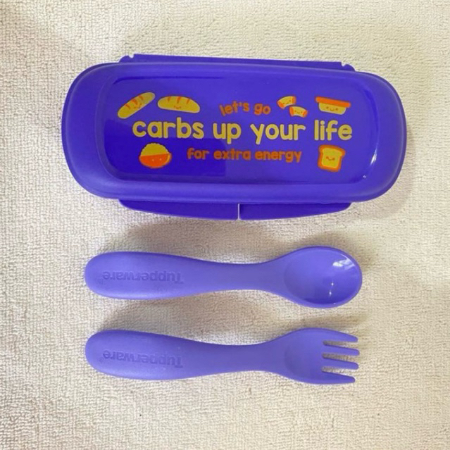 Feeding Cutlery + Case Tupperware set sendok garpu mpasi bayi dengan case