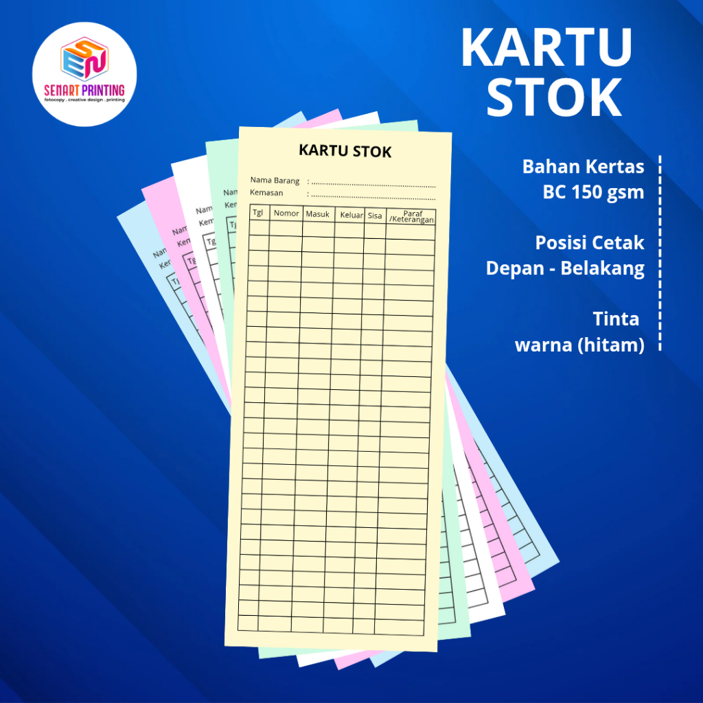 

KARTU STOK / KARTU STOK BARANG / KARTU STOK OBAT READY (isi 100 lbr)